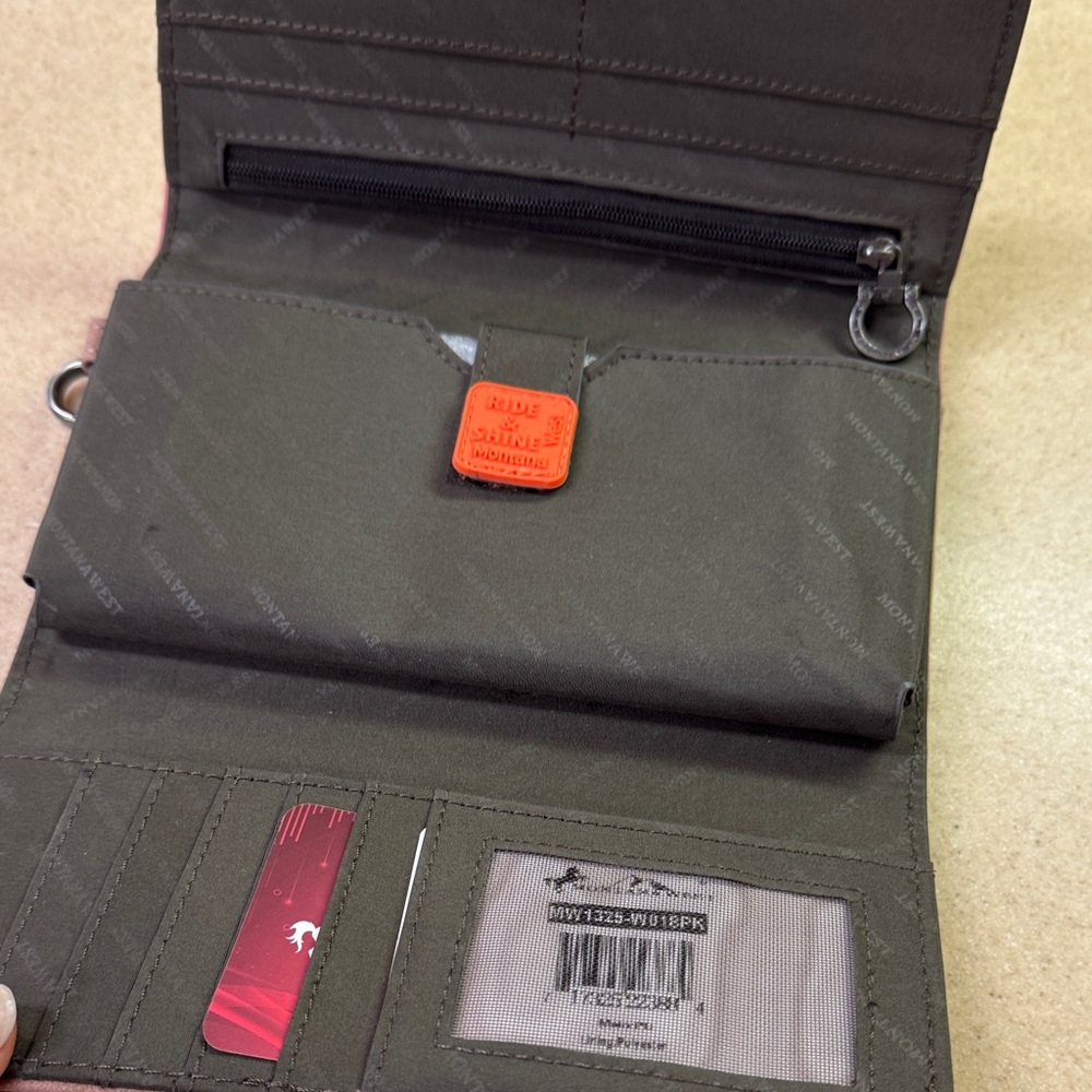 Montana West Pink and Brown Women's wristlet wallet RFID protected - Picture 10 of 16